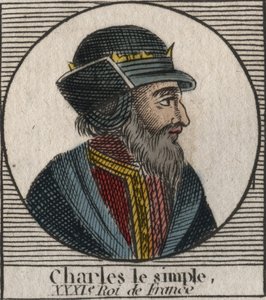 Retrato de Carlos III diz o Simples (879-929) rei dos Francos - CHARLES III (879-929) - Carlos o Simples - Rei da França, 893-923 - gravura de "Instruction sur l