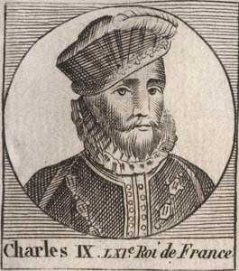 Retrato de Carlos IX (1550-1574), Rei de França - Carlos IX rei de França de 1560 a 1574 - gravura de "Instruction sur l