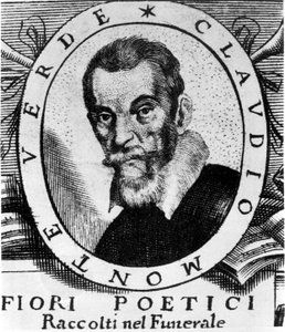 Retrato de Claudio Monteverdi (1567 - 1643) após o frontispício de Fiori poetici raccolti nel funerale del molto illustrious e molto reverendo Signor Claudio Monteverdi, publicado em Veneza em 1644. de Unknown artist