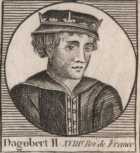 Retrato de Dagobert II, Rei dos Francos de 711a 716 - Dagobert II (676-679), Rei da Austrália - gravura de "Instruction sur l