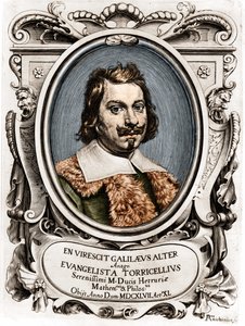 Retrato do Evangelista Torricelli ou Toricelli (1608 - 1647), físico italiano. Gravura do século XVII. de Unknown artist