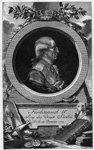 Retrato de Fernando I das Duas Sicílias (ou Fernando IV de Nápoles) (1751-1825) - gravura do século XIX de Unknown artist