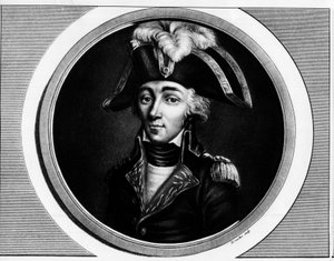 Retrato de François Hanriot (1761-1794), revolucionário francês - Gravura em "Complete collection des tableaux historiques de la revolution francaise, en trois volumes" 1804 de Unknown artist