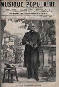 Retrato de Franz Liszt (1811-1886), compositor, pianista e maestro húngaro (Franz Liszt, compositor, pianista e maestro húngaro) gravada no ilustre jornal semanal "Música Popular" - 1882 de Unknown artist
