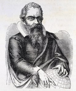 Retrato de Galileo Galilei dit Galileo (1564 - 1642)., Gravura do século XIX. de Unknown artist