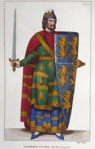 Retrato de Geoffroy V dit Le Bel ou Plantagenet Count of Anjou (1113-1151). Gravação a partir de 1830 de Unknown artist
