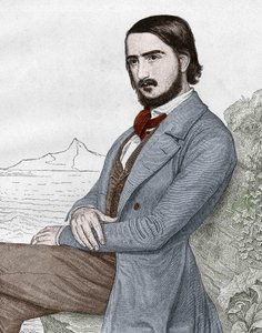 Retrato de Georges (Georg) Herwegh (1817-1875) poeta alemão, com base na pintura de C. HITZ. de Unknown artist