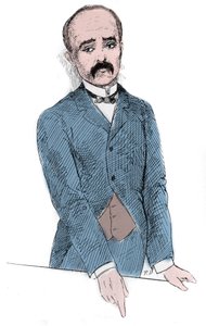 Retrato de Georges Benjamin Clemenceau (1841-1929) político francês durante as discussões sobre a questão de Tonkin e da França. Gravura no "Le Monde Illustré" (O Mundo Ilustrado) de Unknown artist