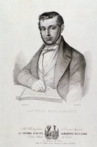 Retrato de Giuseppe Saverio Mercadante (1795-1870), compositor italiano Litógrafo. Século XIX. Bolonha, musico civico de Unknown artist