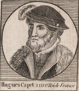 Retrato de Hugues I Capet (ca. 941 - 996), Duque de França e depois Rei de França - Retrato de Hugues I Capet (c941-996), Rei de França - gravura de "Instruction sur l