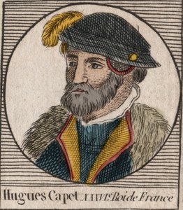 Retrato de Hugues I Capet (ca. 941 - 996), Duque de França e depois Rei de França - Retrato de Hugues I Capet (c941-996), Rei de França - gravura de "Instruction sur l