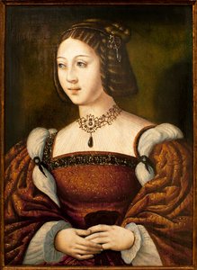Retrato de Isabel de Portugal (1503-1539) - Pintura de um mestre anónimo sd cerca de 1526, óleo sobre madeira 40 x 29 cm, meados do século XVI (Retrato de Isabel de Portugal, de um mestre desconhecido, óleo sobre painel, meados do século XVI) - Museu de de Unknown artist