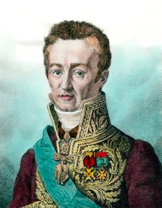 Retrato de Jean Baptiste (Jean-Baptiste), Comte de Villele (1773-1854) Coleção privada do político francês Gravura do século XIX de Unknown artist