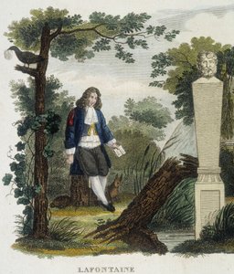 Retrato de Jean de la Fontaine - gravura de Unknown artist