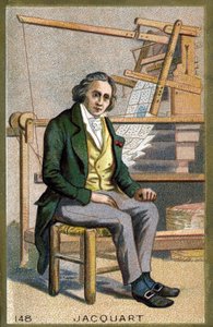 Retrato de Joseph Marie Jacquard (1752-1834), inventor mecânico francês do tear. Cromolitografia do final do século XIX. de Unknown artist