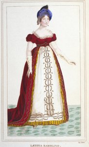 Retrato de Laetitia Bonaparte (Letizia Maria Ramolino) (1750-1836), mãe de Napoleão 1ª gravura de 1830 de Unknown artist