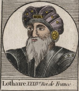 Retrato de Lothaire (941-986), Rei dos Francos - Lothair (941-986) Rei da França - gravura de "Instruction sur l