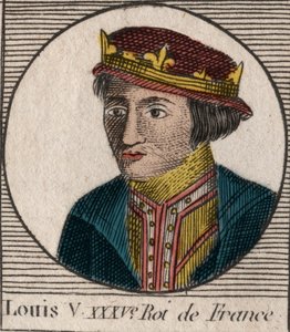 Retrato de Luís V le Faineant (967-987), Rei de França - Luís V o Indolente (967-987) - gravura de "Instruction sur l
