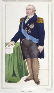 Retrato de Luís XVIII (1755 - 1824), gravura do Rei de França de 1830. de Unknown artist
