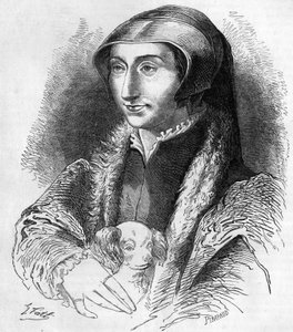 Retrato de Margarida de Navarra (Marguerite de Valois, Marguerite de Angouleme ou Marguerite de França (1492-1549) Rainha de Navarra e poetisa, irmã de François 1st (1553-1615). Gravura do século XIX. de Unknown artist