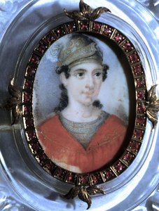 Retrato de Maria Garcia chamada a cantora Malibran (1808-1836). Miniatura anónima do século XIX. de Unknown artist
