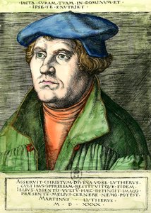 Retrato de Martinho Lutero (1483-1546) Reformador religioso alemão Gravura do século XVI Coleção particular de Unknown artist