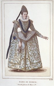 Retrato de Maria de Médicis (1573 - 1642), esposa de Henrique IV e mãe de Luís XIII. Gravura a partir de 1830. de Unknown artist