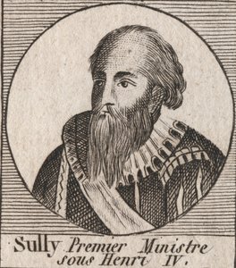 Retrato de Maximiliano de Betune (1559-1641), Duque de Sully, Ministro de Henrique IV - Maximiliano de Betune, primeiro duque de Sully, fiel braço direito que assistiu o rei Henrique IV de França - gravura de "Instruction sur l