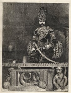 Retrato de Nasser Ed Din (1831-1896), Xá da Pérsia (Irã). Também chamado Nasseredin Shah, Nasserer-al-Din Shah Qajar, Nasser al-Din Shah Qajar, Nassiruddin Shah - (1831-1896) - 1873 de Unknown artist