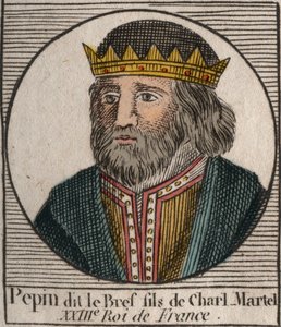 Retrato de Pepin III dit Pepin le Brief (714-768) rei da França - Pepin III (714-768) (Pepin the Short) rei dos Francos - gravura de "Instruction sur l