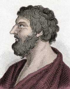 Retrato de Pittacos do estadista grego Mytilene (650-570 a.C.) (Pittacus of Mytilene). Gravura do século XIX. de Unknown artist