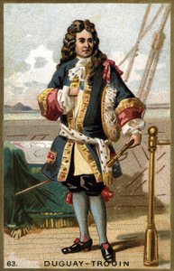 Retrato de Rene Duguay Trouin (Duguay-Trouin) (Rene Trouin du Gue dit) (1673-1736), marinheiro francês. Cromolitografia do século XIX. de Unknown artist