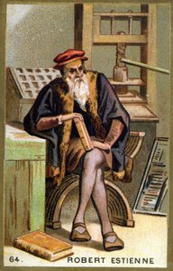 Retrato de Robert I Estienne (1498 - 1559) humanista, editor e impressor. Cromolitografia do século XIX. de Unknown artist