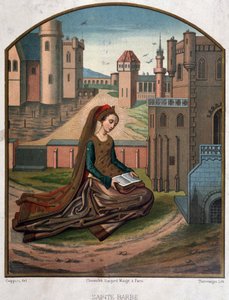 Retrato de Santa Barba - de um documento do século XV de Unknown artist