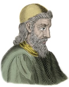Retrato de São Bede, o Venerável (Beda Venerabilis) (672-735) Monge e Doutor da Igreja - Gravura de Unknown artist