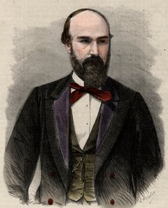 Retrato do político Santos Gutierrez (1820-1872) e ex-presidente dos Estados Unidos da Colômbia. Gravura em "L