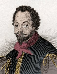 Retrato de Sir Francis Drake (1540-1596), corsário e navegador inglês. Gravura do século XIX. de Unknown artist