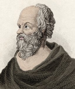 Retrato de Sócrates (470-399 a.C.), filósofo grego. Gravura do século XIX. de Unknown artist
