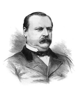 Retrato de Stephen Grover Cleveland (1837-1908) projetado para a presidência da república americana pelos delegados dos estados. Gravura no "Le Monde Illustré" (O Mundo Ilustrado) de Unknown artist