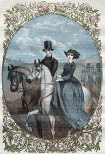 Retrato de Suas Altezas Reais a Princesa Vitória (1840-1901) (filha da Rainha Vitória) e o Príncipe Herdeiro Frederick William da Prússia (1831-1888). Gravura de 1858. de Unknown artist