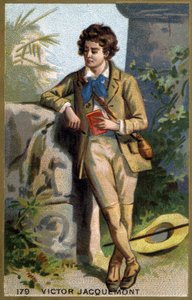 Retrato de Victor Jacquemont (1801 - 1832), botânico e viajante francês. Cromolitografia do século XIX. de Unknown artist