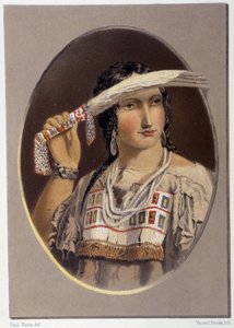 Retrato de um índio misto - em "Wandering of an artist among the indians of north america" de Paul Kane, Longmans & Roberts, Londres de Unknown artist