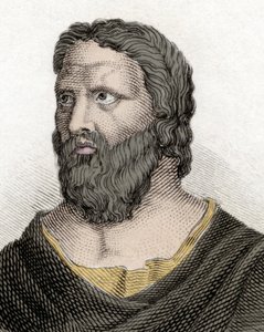 Retrato do filósofo grego Heraclito de Éfeso (576-480 AC) (Heraclito de Éfeso). Gravura do século XIX. de Unknown artist