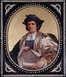 Retrato do navegador italiano Cristóvão Colombo (Cristóvão Colombo, Cristoforo Colombo, Cristobal Colon) (1451-1506) Mesquita de Unknown artist