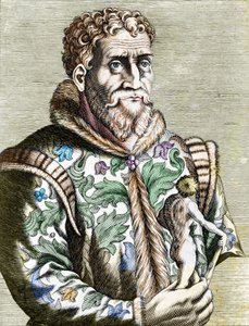 Retrato do pintor italiano Michelangelo Buonarroti conhecido como Michelangelo (Michelangelo ou Michel Ange de Unknown artist
