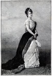 Retrato da Rainha da Roménia Elisabeth Pauline Ottilie Louise de Wied, conhecida como Carmen Sylva (1843-1916), esposa do Rei Carlos I - Gravura de 1893 - Elizabeth de Wied da Roménia, final do século XIX - Retrato de Elizabeth (1843-1916), Rainha de Unknown artist