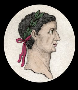 Retrato do Imperador Romano Tibere (Tiberius Claudius Nero) (42 AC-37 DC). Gravura do século XIX. de Unknown artist