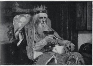 Retrato do rei de Thule da pintura de Van der Ouderaa. Gravura em "Le sun-du-dimanche". de Unknown artist