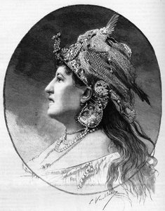 Retrato da carta da mulher Judith Gauthier (1845-1917) em 1888. de Unknown artist
