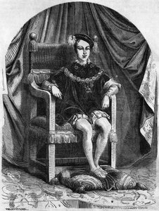 Retrato do jovem Rei Eduardo VI de Inglaterra e Irlanda (1537-1553), gravura do século XIX. de Unknown artist